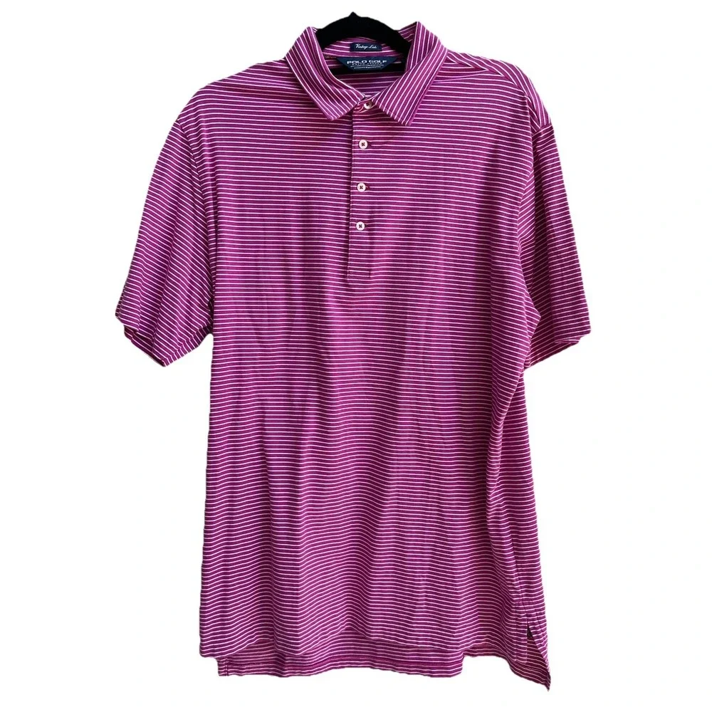 POLO GOLF RALPH LAUREN Vintage Lisle Polo Shirt Men Size M 100% Pima Cotton Pink